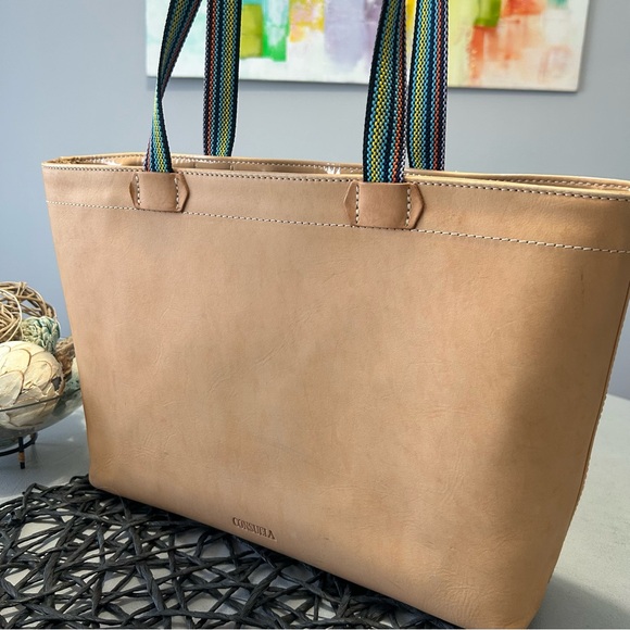 🌸🌼🌺 Consuela Brett Easy Tote Tan Patent Tote - Pink and Orange Floral Appliqués - Picture 9 of 16